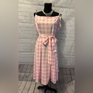 Be Barbie this Halloween! Pink Gingham Sleeveless Dress